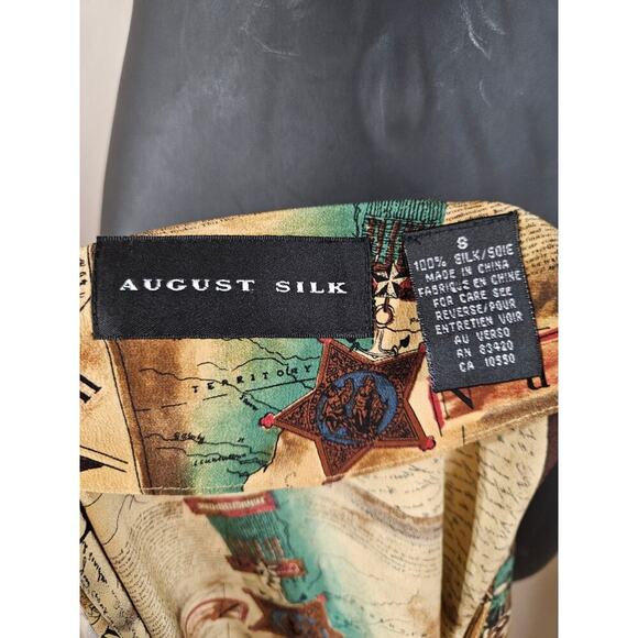 August Silk Blouse Size Small All Over Print 100% Silk Business Casual Travel - Picture 6 of 6